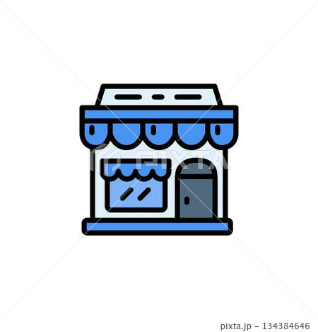 store vector icon filled line style. Perfect for website, application, commerce, presentation, logo and more. simple and modern color outline icon 134384646