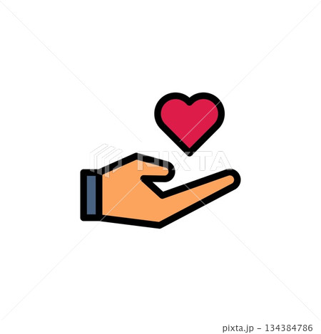 donation hand vector icon filled line style. perfect use for logo, presentation, website, and more. simple modern icon design color line style donation hand vector icon filled line style. perfect use for logo, presentation, website, and more. simple modern icon design color line style 134384786
