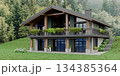 Private chalet-style house in green and stone in the mountains 134385364
