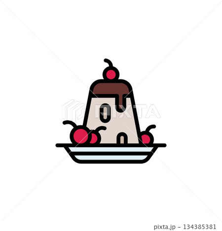 pudding vector icon. bakery icon filled line style. perfect use for logo, presentation, website, and more. simple modern icon design color line style pudding vector icon. bakery icon filled line style. perfect use for logo, presentation, website, and more. simple modern icon design color line style 134385381