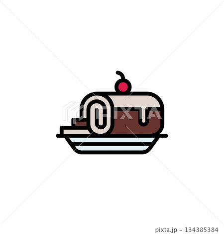roll cake vector icon. bakery icon filled line style. perfect use for logo, presentation, website, and more. simple modern icon design color line style 134385384