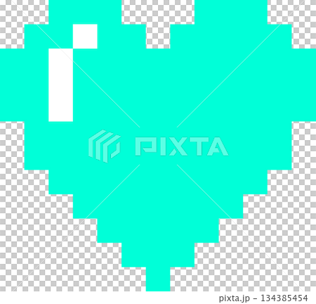 エメラルドグリーンのハートのドット絵 エメラルドグリーンのハートのドット絵 134385454
