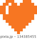 オレンジのハートのドット絵 134385455
