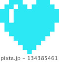水色のハートのドット絵 134385461