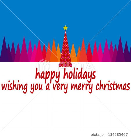 ハッピーホリデーズ　happy holidays　クリスマスツリー　グラデーション 134385467