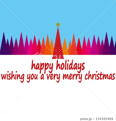 ハッピーホリデーズ　happy holidays　クリスマスツリー　グラデーション 134385469