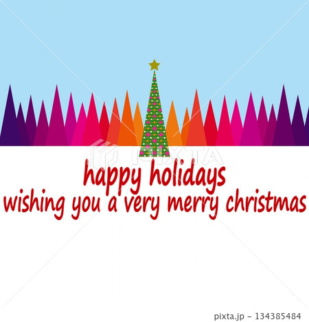 ハッピーホリデーズ　happy holidays　クリスマスツリー　グラデーション 134385484
