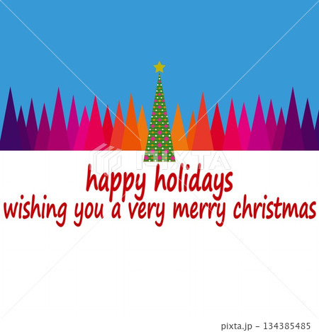 ハッピーホリデーズ　happy holidays　クリスマスツリー　グラデーション 134385485