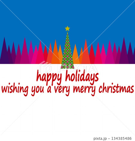 ハッピーホリデーズ　happy holidays　クリスマスツリー　グラデーション 134385486