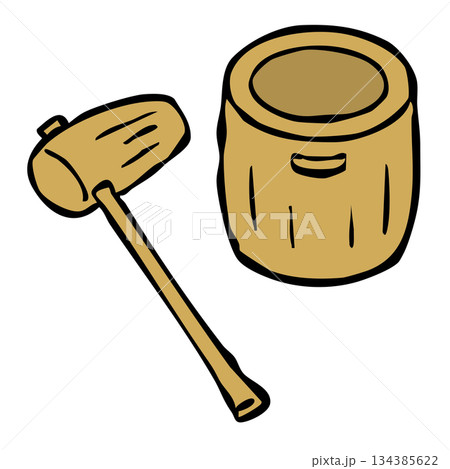 餅つき大会の道具_臼と杵　ウスとキネ 134385622