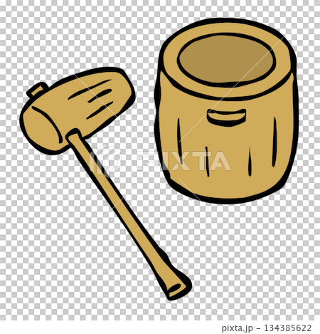 餅つき大会の道具_臼と杵　ウスとキネ 134385622