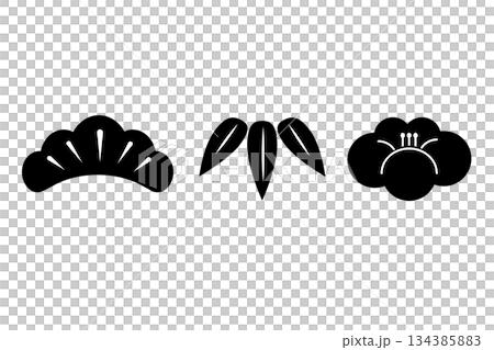 Pine, bamboo, and plum black silhouette simple illustration icon material vector Pine, bamboo, and plum black silhouette simple illustration icon material vector 134385883
