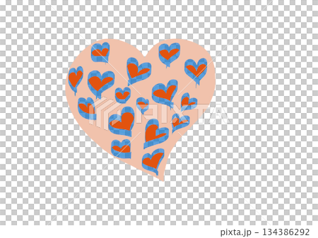 Heart-shaped illustrations - Pop and colorful hearts Heart-shaped illustrations - Pop and colorful hearts 134386292
