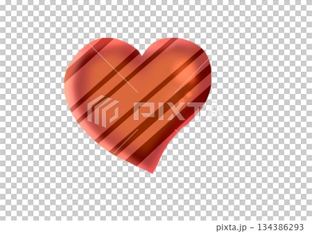 Illustration of a handmade chocolate heart coated with stripes Illustration of a handmade chocolate heart coated with stripes 134386293