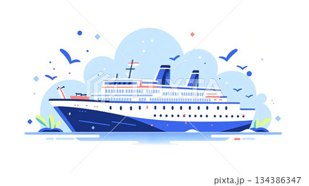 海を走る豪華客船 134386347