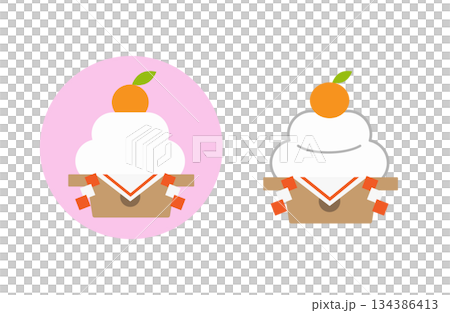 Kagami mochi icon illustration 134386413
