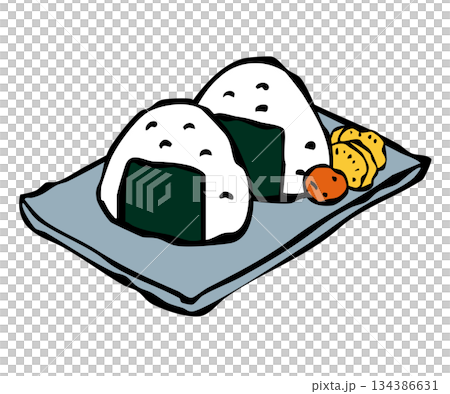 Set of 2 rice balls with pickles 134386631