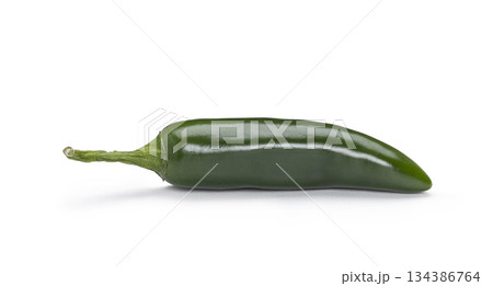 Fresh green jalapeno pepper showing spicy food ingredient Fresh green jalapeno pepper showing spicy food ingredient 134386764