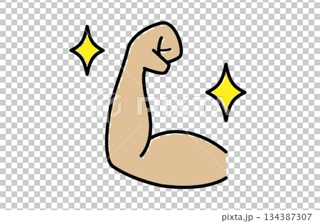 キラキラ輝くガッツポーズのイラスト 134387307