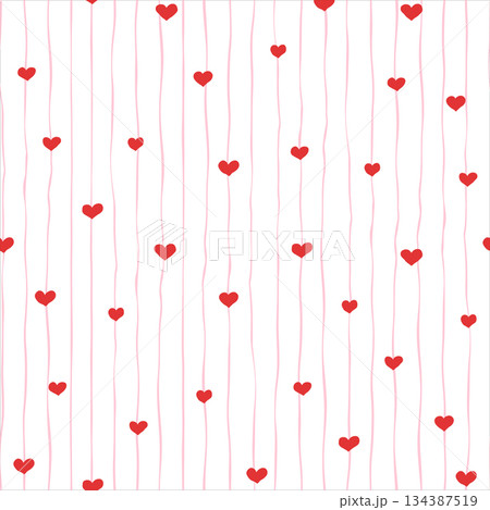 Hearts And Striped Line Seamless Romantic Pattern For Valentines Day and Birthday 134387519
