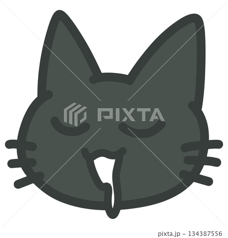 よだれを垂らしている黒猫のイラスト よだれを垂らしている黒猫のイラスト 134387556