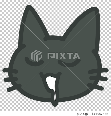 よだれを垂らしている黒猫のイラスト よだれを垂らしている黒猫のイラスト 134387556