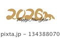 シンプルな年賀状、2026年午年の年賀イラスト 134388070