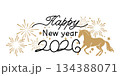 シンプルな年賀状、2026年午年の年賀イラスト 134388071