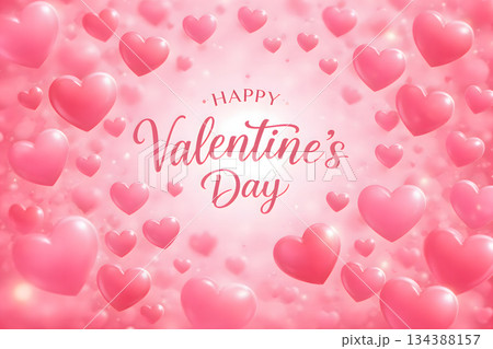 Happy Valentine’s Day ピンクのハート背景 Happy Valentine’s Day ピンクのハート背景 134388157