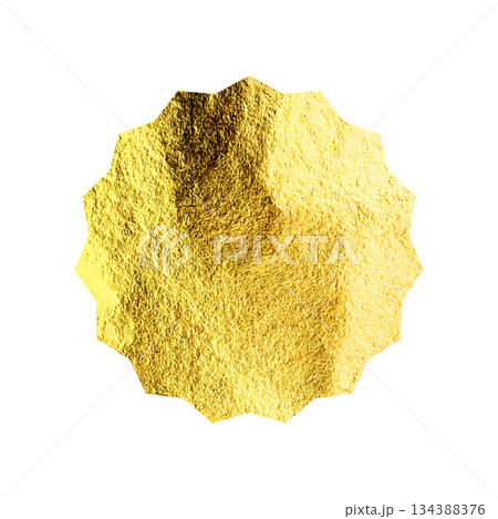 Golden star, sunburst symbol. Shiny gold foil. Vintage sunbeam symbol. Shopping labels, sale sticker, quality mark. Modern art. Wedding, greeting card decoration elements. Vector illustration 134388376