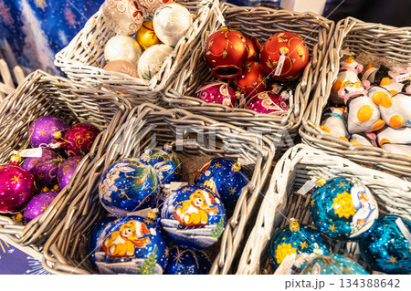 Traditional Christmas souvenir nutcrackers sold on Christmas market Traditional Christmas souvenir nutcrackers sold on Christmas market 134388642