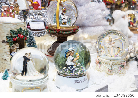 Traditional Christmas souvenir nutcrackers sold on Christmas market 134388650