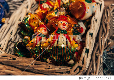 Traditional Christmas souvenir nutcrackers sold on Christmas market Traditional Christmas souvenir nutcrackers sold on Christmas market 134388651