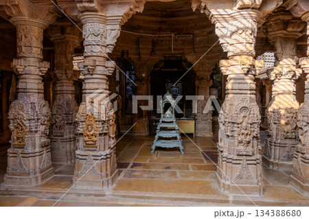 India, Interior of a Jain temple, located within the Jaisalmer Fort complex. 134388680