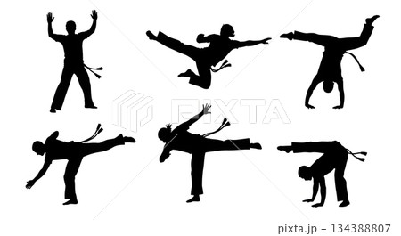 Acrobatic Capoeira Martial Arts Silhouette Pack 134388807