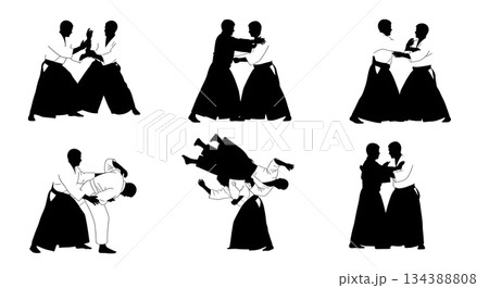 Aikido Joint Lock and Partner Silhouette Collection Aikido Joint Lock and Partner Silhouette Collection 134388808