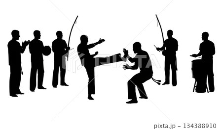 Capoeira Roda Circle Silhouette Set Capoeira Roda Circle Silhouette Set 134388910