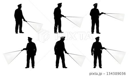 Heroic Police Officer with Emblem Silhouettes 134389036