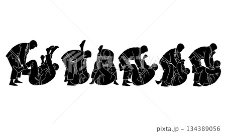 Jujitsu Kimura Lock Submission Silhouettes 134389056