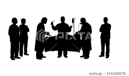 Surgical Team in Operation Silhouette Set Surgical Team in Operation Silhouette Set 134389076