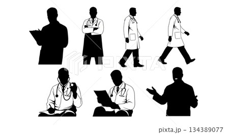 Male Doctor Poses Silhouette Collection Male Doctor Poses Silhouette Collection 134389077