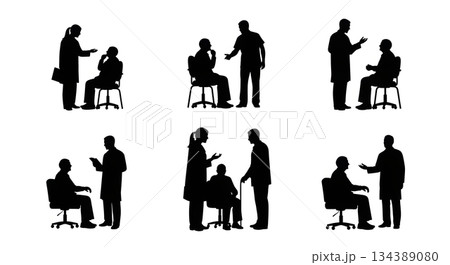 Doctor and Elderly Patient Compassion Silhouettes 134389080