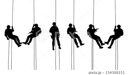 Tactical Officer Rappelling Silhouette Set 134389151