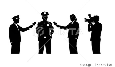 Police Officer Media Interview Silhouettes Police Officer Media Interview Silhouettes 134389156