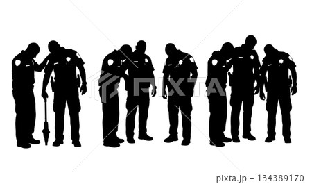 Police Partner Support and Console Silhouettes Police Partner Support and Console Silhouettes 134389170