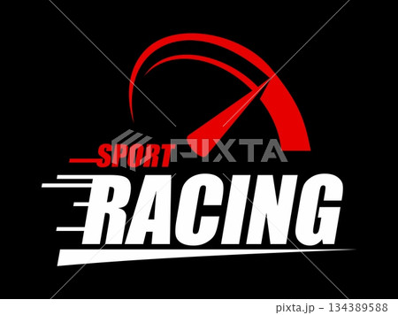 Race car, drift competition sticker or tag. Drift and car racing patch, rally championship vector tag. Speed drive competition emblem sticker or label with red speedometer and white typography Race car, drift competition sticker or tag. Drift and car racing patch, rally championship vector tag. Speed drive competition emblem sticker or label with red speedometer and white typography 134389588