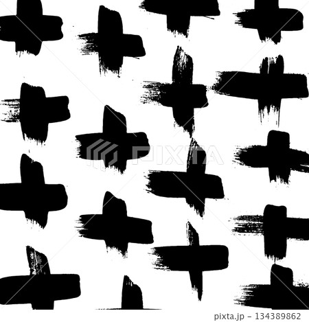 Abstract ink brush stroke background. Modern artistic texture created with expressive black brush strokes on white background. Minimalist vector illustration perfect for posters, branding, packaging 134389862