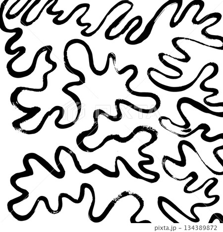 Abstract ink brush stroke background. Modern artistic texture created with expressive black brush strokes on white background. Minimalist vector illustration perfect for posters, branding, packaging Abstract ink brush stroke background. Modern artistic texture created with expressive black brush strokes on white background. Minimalist vector illustration perfect for posters, branding, packaging 134389872