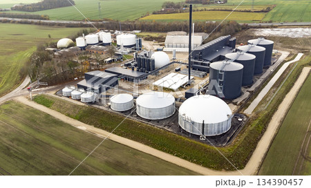 Drone Photo of Biogas Plant Infrastructure in Denmark Drone Photo of Biogas Plant Infrastructure in Denmark 134390457