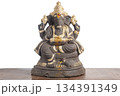 Ganesha idol with gold decoration for home decoration, spiritual blessing and Hindu worship, religious decoration 134391349